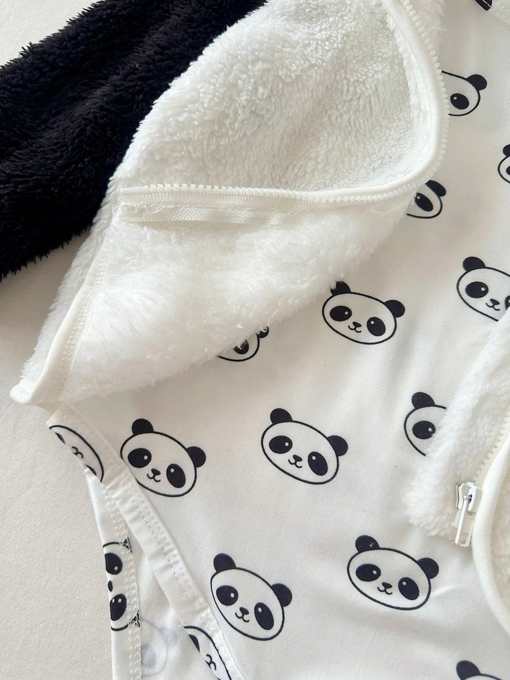Ensemble 3 pièces pour bébé garçon : veste à capuche et barboteuse motif panda