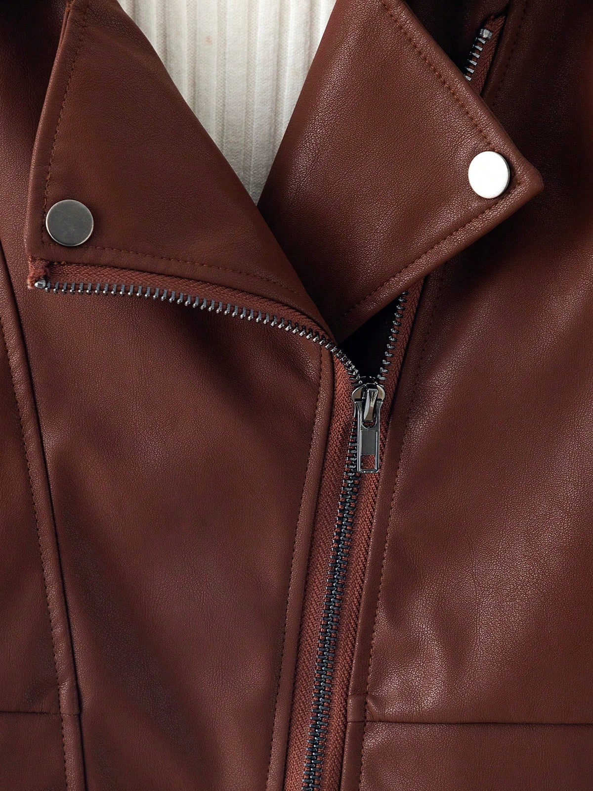 Young Girl Lapel PU Leather Jacket Pants 2 Piece Set