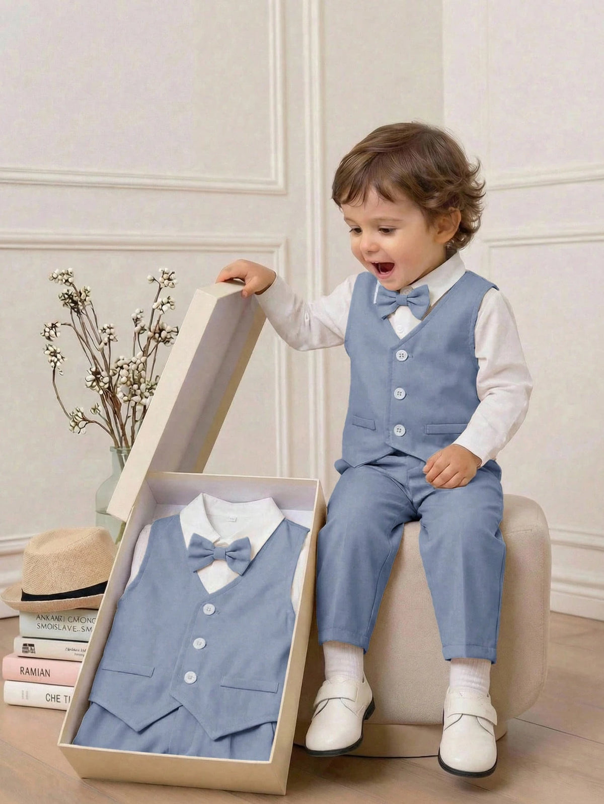 Baby Boy Polo Shirt Vest Pants 3 Piece Set