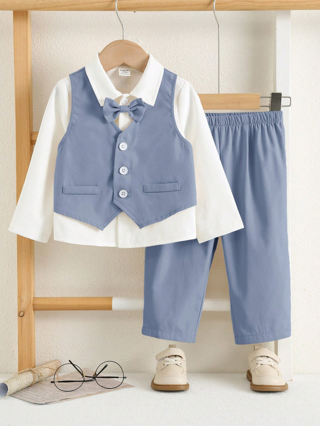 Baby Boy Polo Shirt Vest Pants 3 Piece Set
