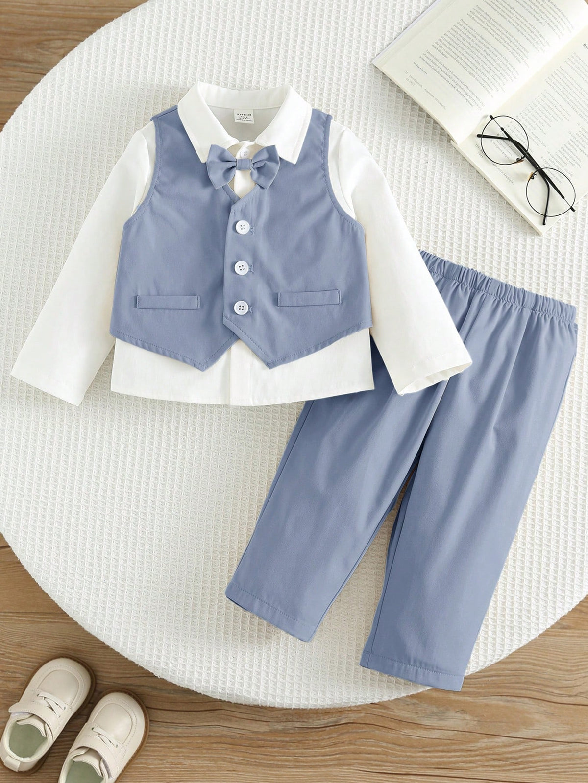 Baby Boy Polo Shirt Vest Pants 3 Piece Set