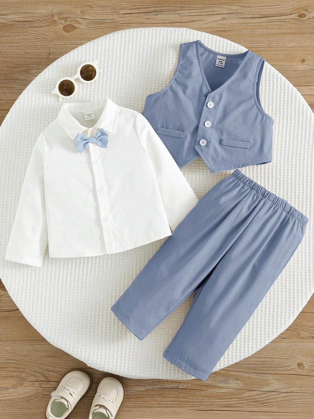 Baby Boy Polo Shirt Vest Pants 3 Piece Set
