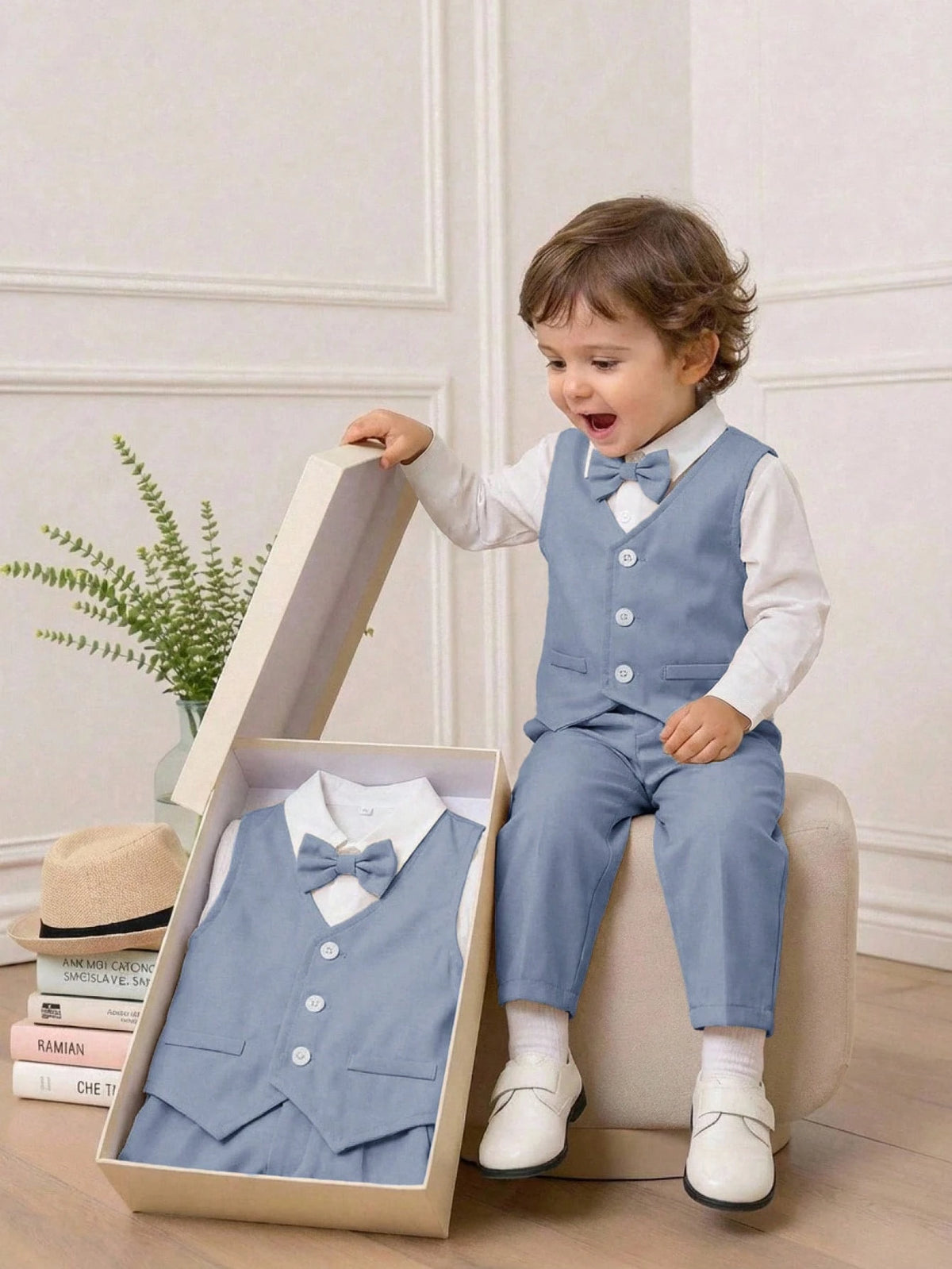 Baby Boy Polo Shirt Vest Pants 3 Piece Set