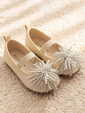 Bambinoo x Playful Pals Girls' Beige Beaded Woven Mary Janes