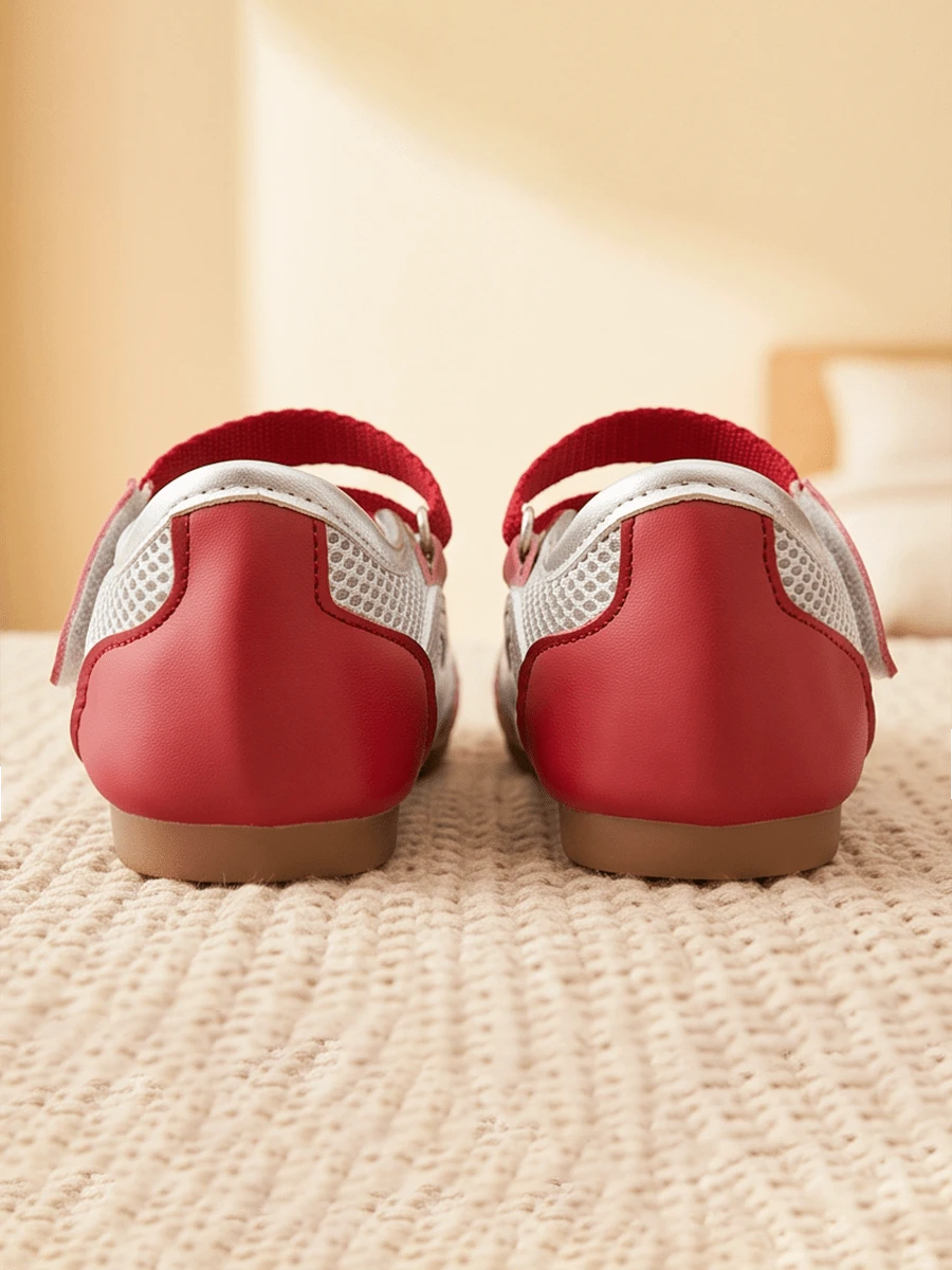 Bambinoo x Playful Pals Mary Janes Rouge et Argent à Nœuds Papillons pour Filles