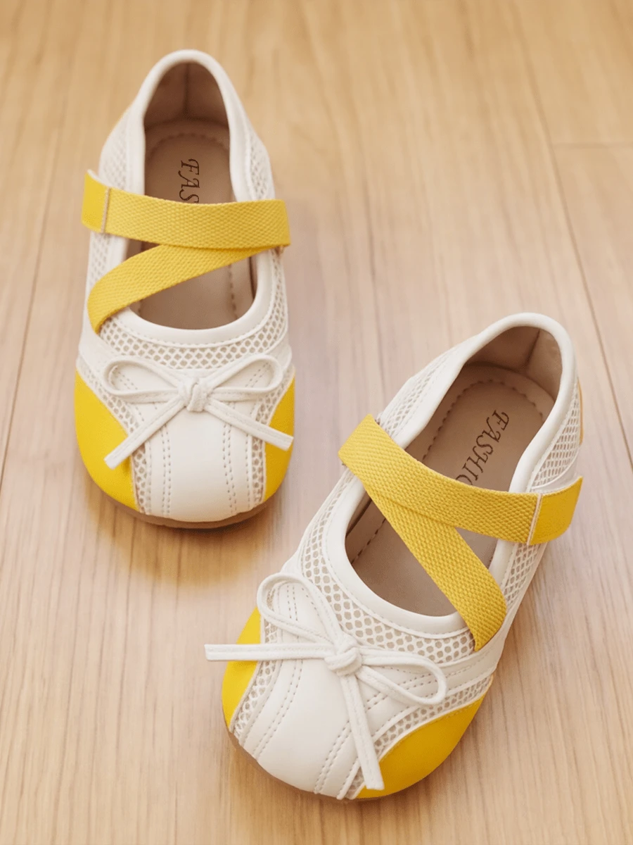 Bambinoo x Playful Pals Girls' White & Yellow Mesh Colorblock Loafers