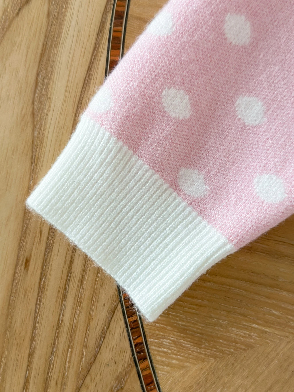 Little Girl Polka Dot Knit Cardigan Sweater Dress Pink