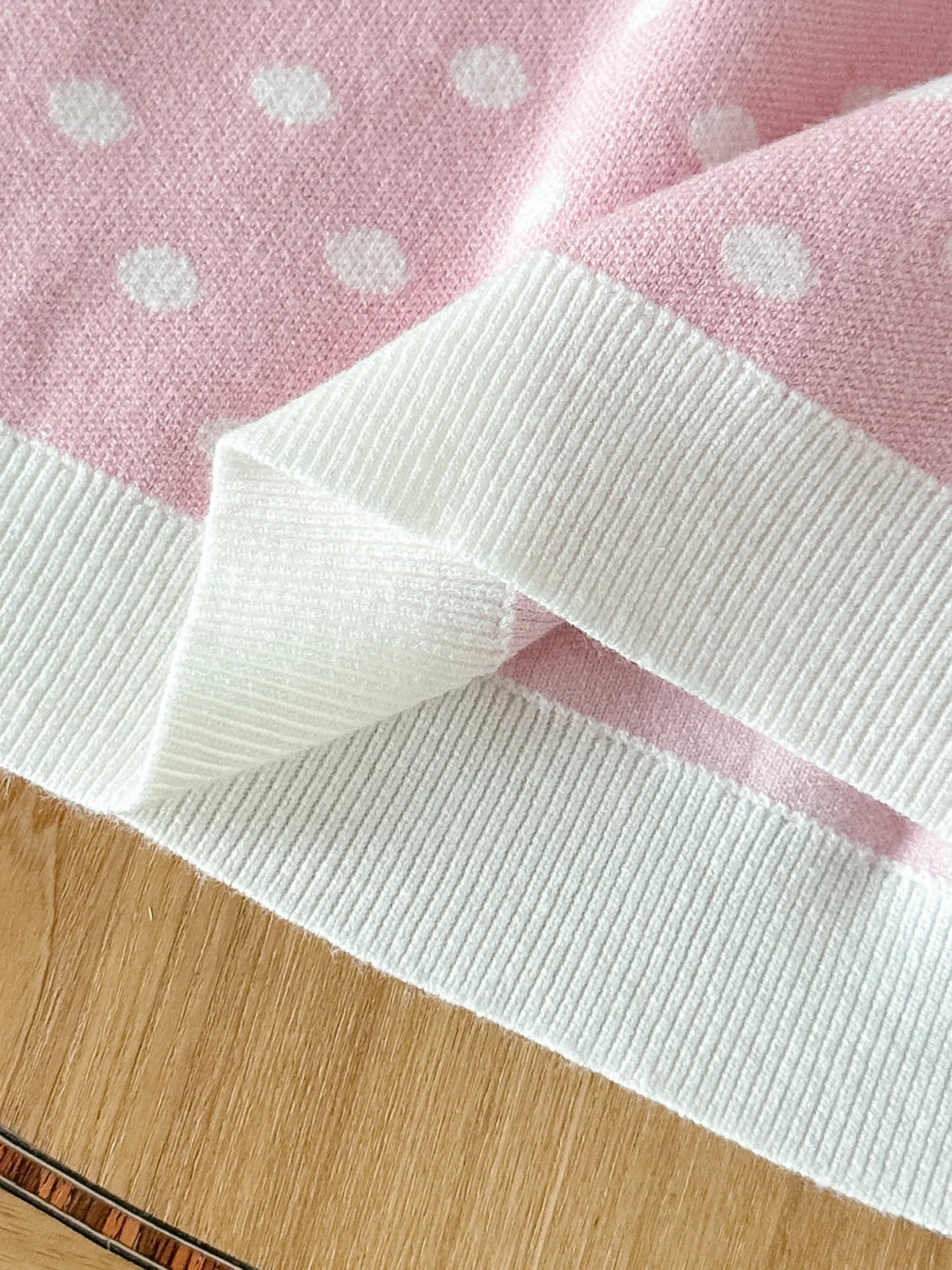 Little Girl Polka Dot Knit Cardigan Sweater Dress Pink