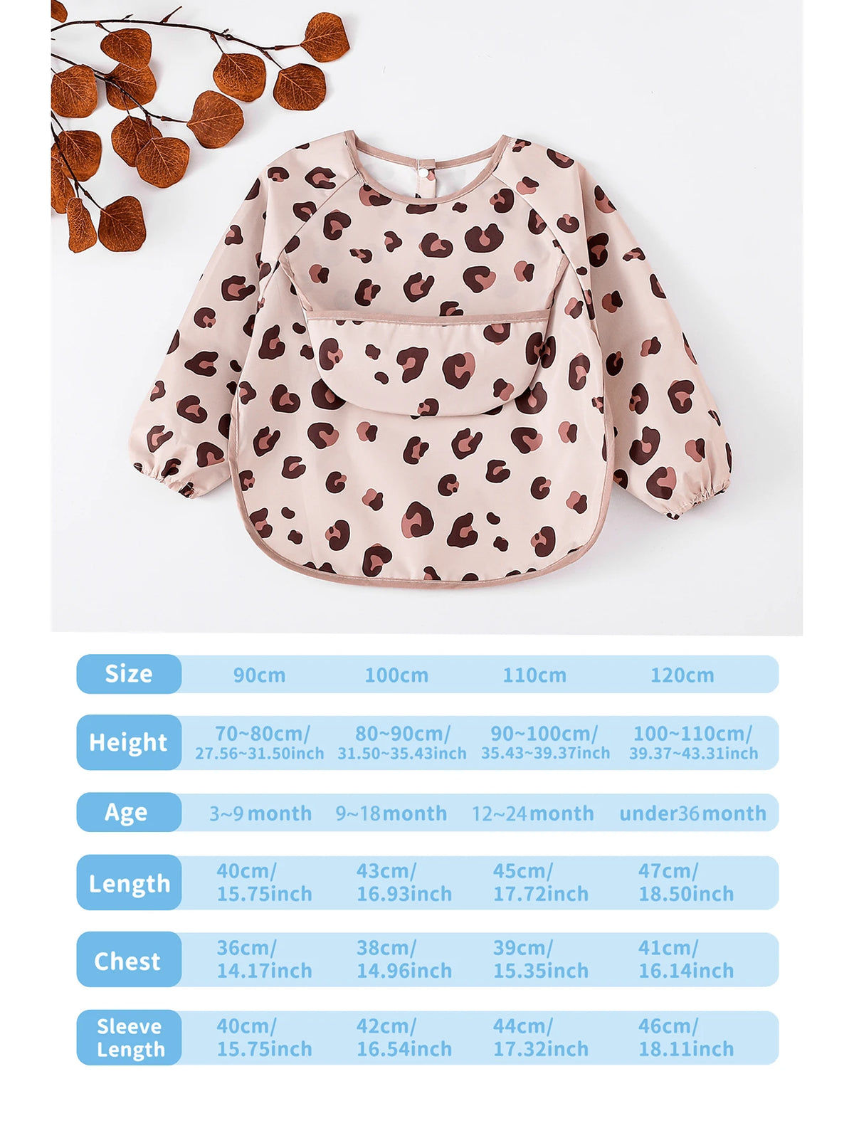 Dinosaur Pattern Baby Long Sleeve Bib Multicolor
