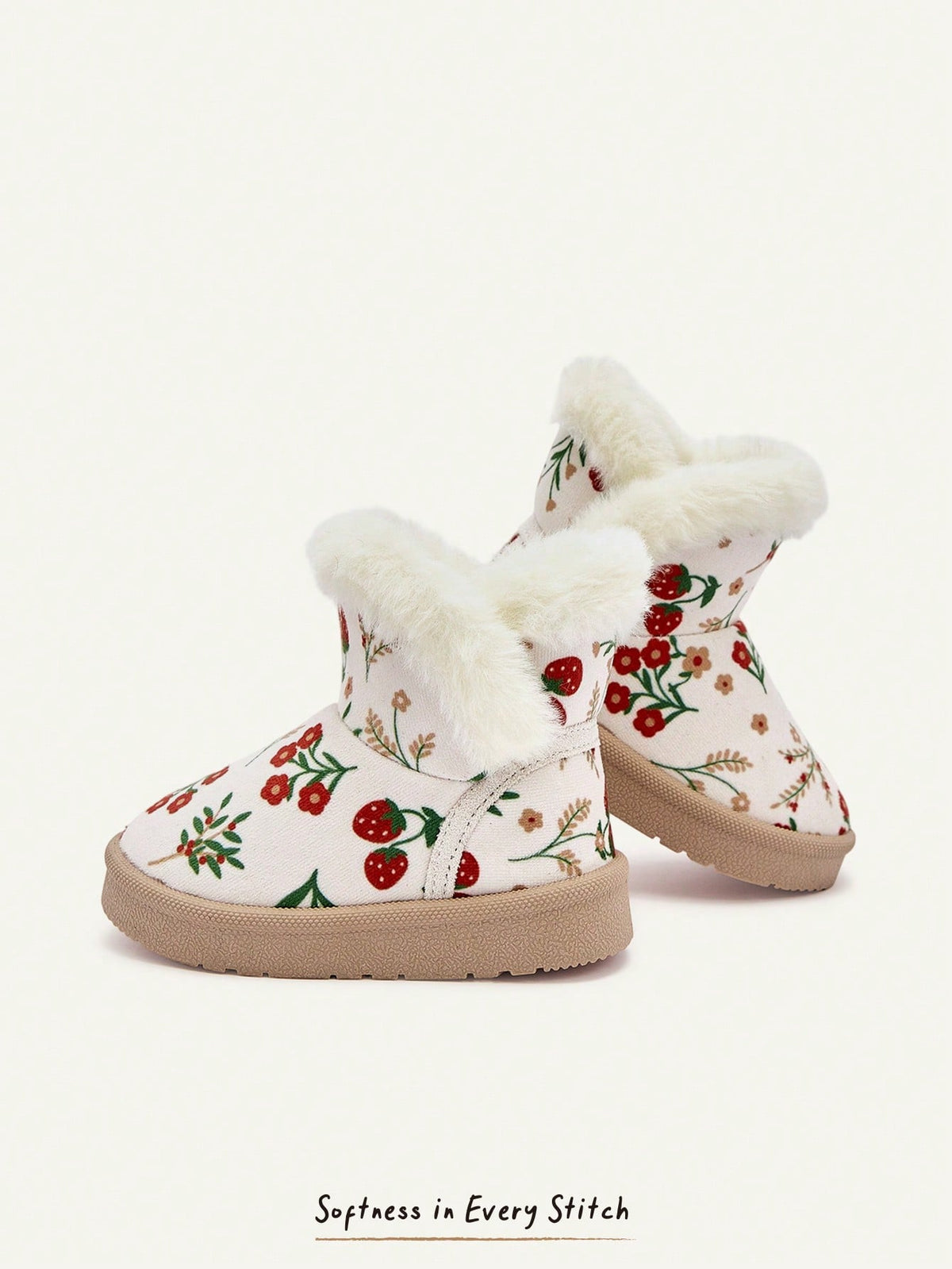 Cute Flower Strawberry Fluff Snow Boots