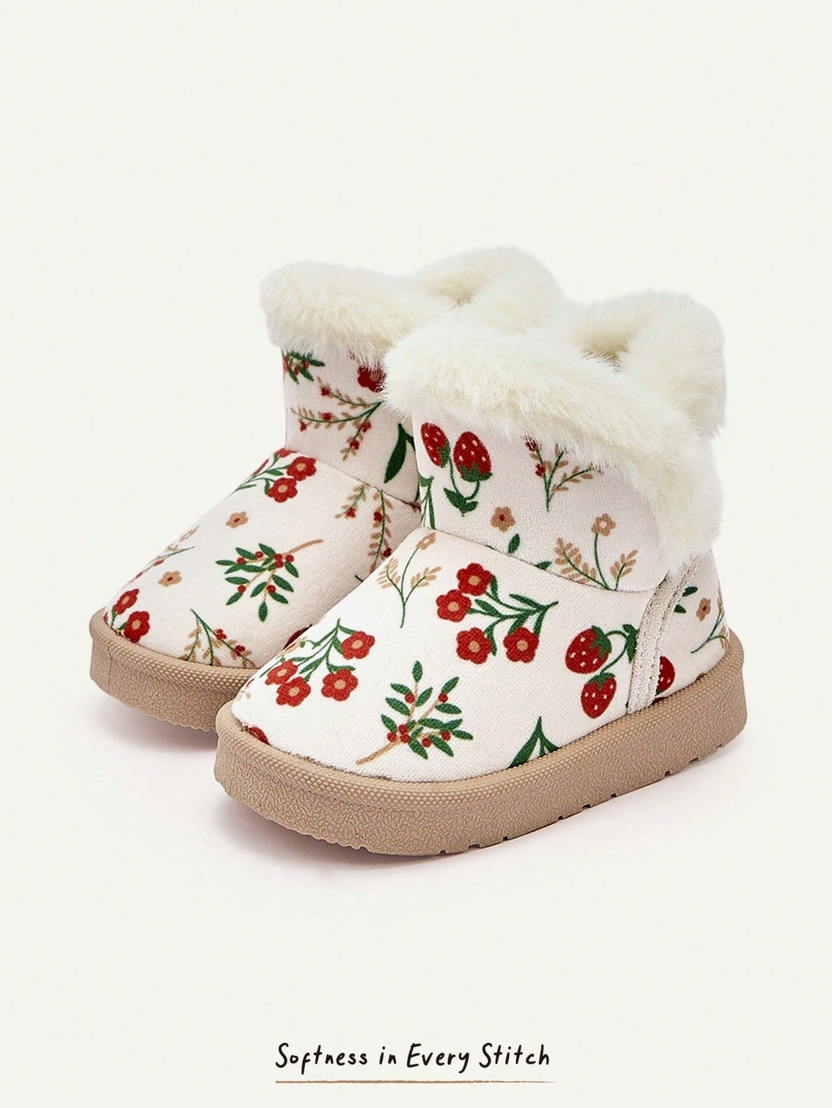 Cute Flower Strawberry Fluff Snow Boots