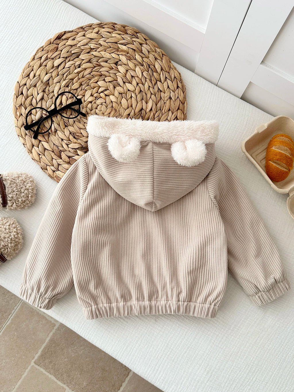 Vintaside Unisex Fleece Corduroy Bear Jacket