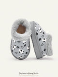 Chaussons bébé garçon à enfiler, chauds et confortables, doublés en fausse fourrure avec motif panda mignon