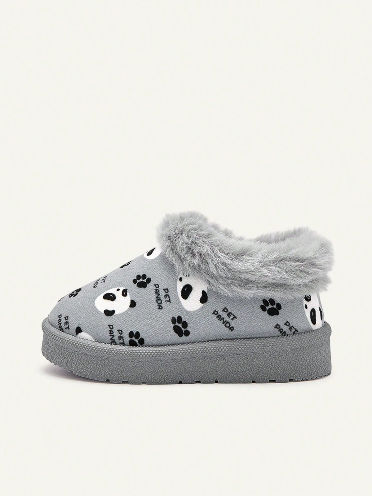 Chaussons bébé garçon à enfiler, chauds et confortables, doublés en fausse fourrure avec motif panda mignon