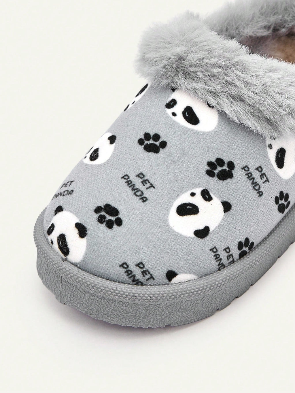 Chaussons bébé garçon à enfiler, chauds et confortables, doublés en fausse fourrure avec motif panda mignon