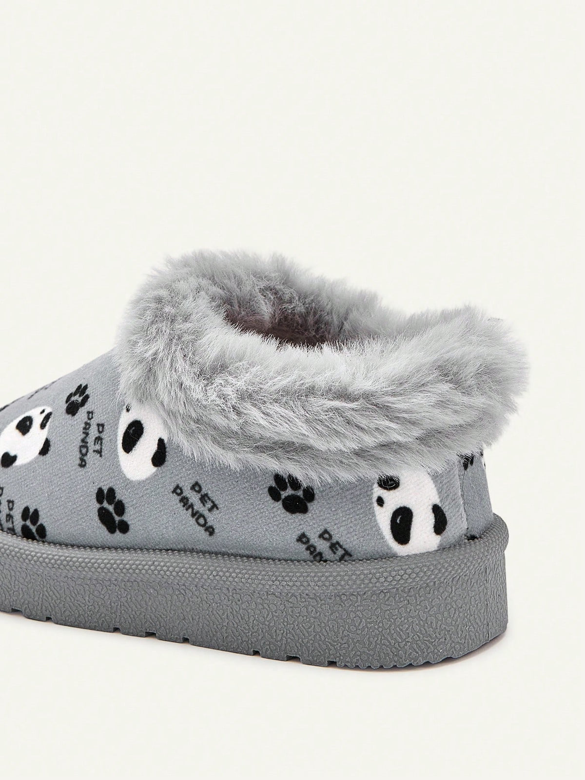 Chaussons bébé garçon à enfiler, chauds et confortables, doublés en fausse fourrure avec motif panda mignon