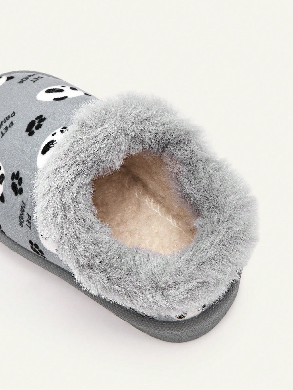 Chaussons bébé garçon à enfiler, chauds et confortables, doublés en fausse fourrure avec motif panda mignon