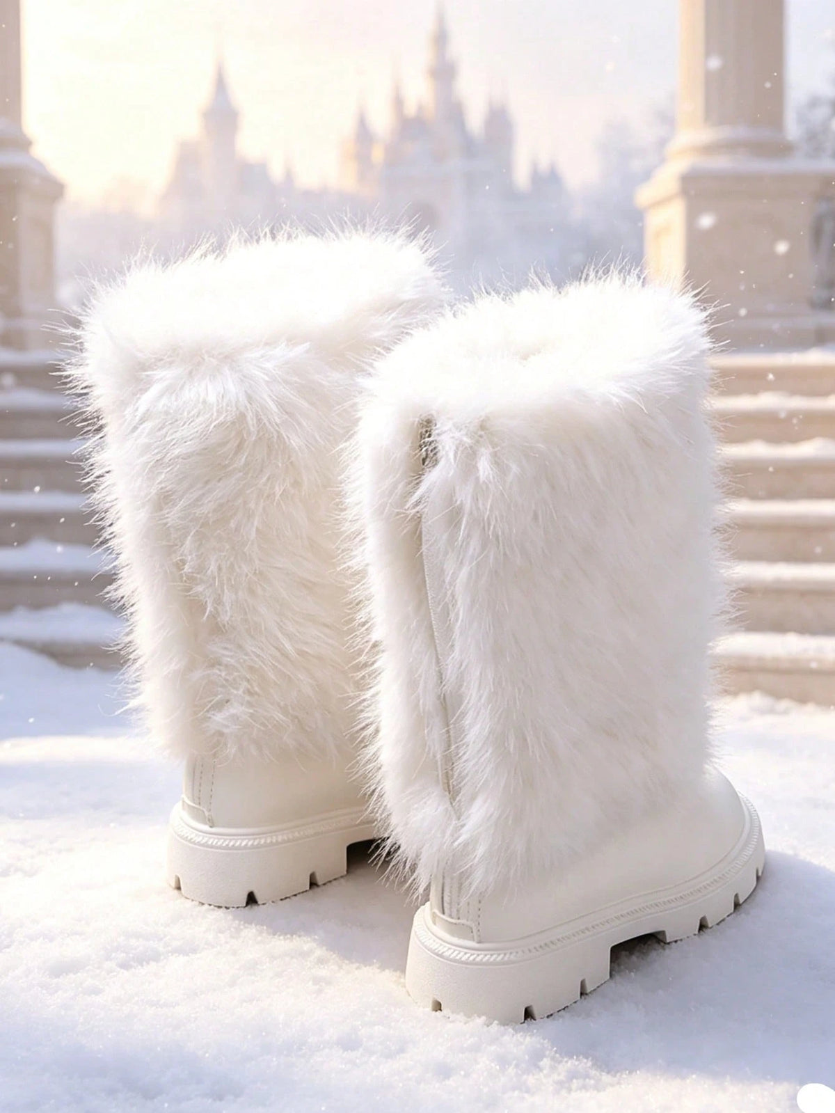 Plush Warm Back Zipper Tall Snow Boots