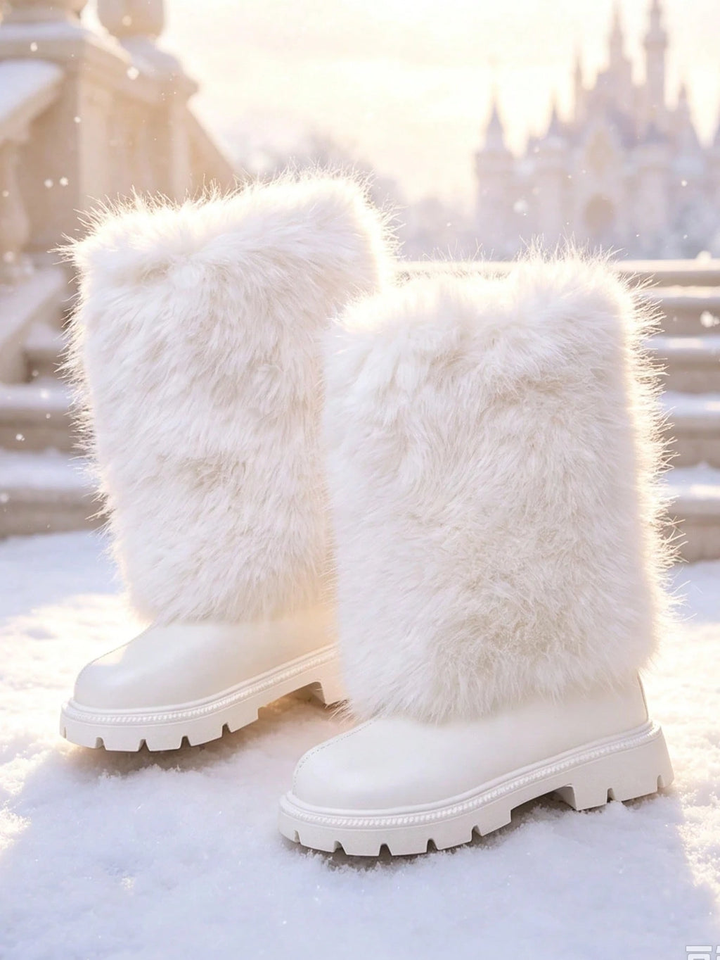 Plush Warm Back Zipper Tall Snow Boots