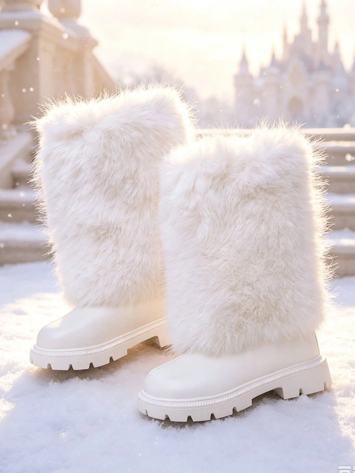 Plush Warm Back Zipper Tall Snow Boots