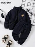 Baby Blue Bear Embroidery Warm Zip-Up Jacket Royal Blue