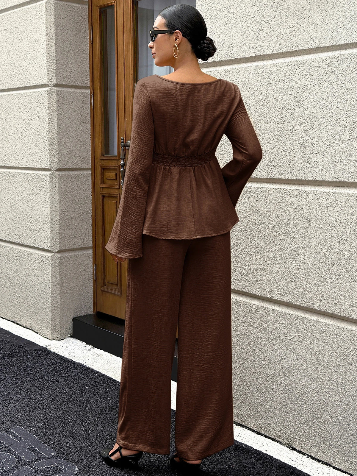 MaterniWear Square-Neck Blouse And Adjustable-Waist Set