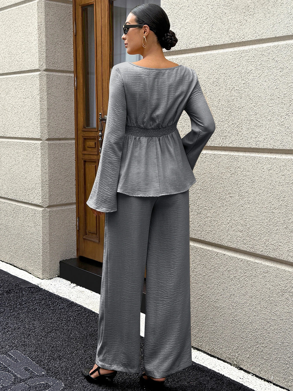 Ensemble haut à manches longues et encolure carrée avec taille ajustable MaterniWear