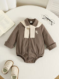 SHEIN Baby Boy Brown Preppy Bodysuit Shawl Set