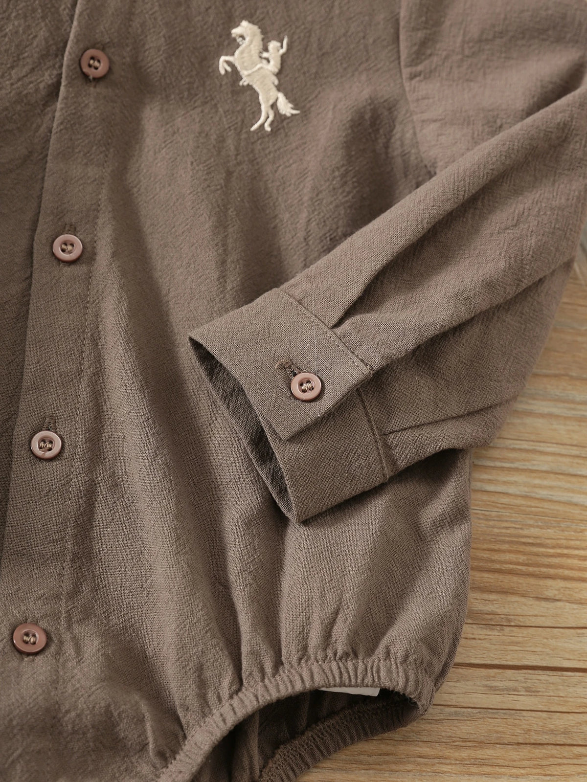 SHEIN Baby Boy Brown Preppy Bodysuit Shawl Set