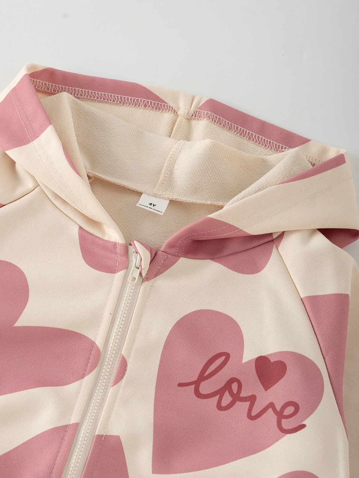 Girl Heart Print Hoodie Sweatshirt Wide Leg Pants 2 Piece Set