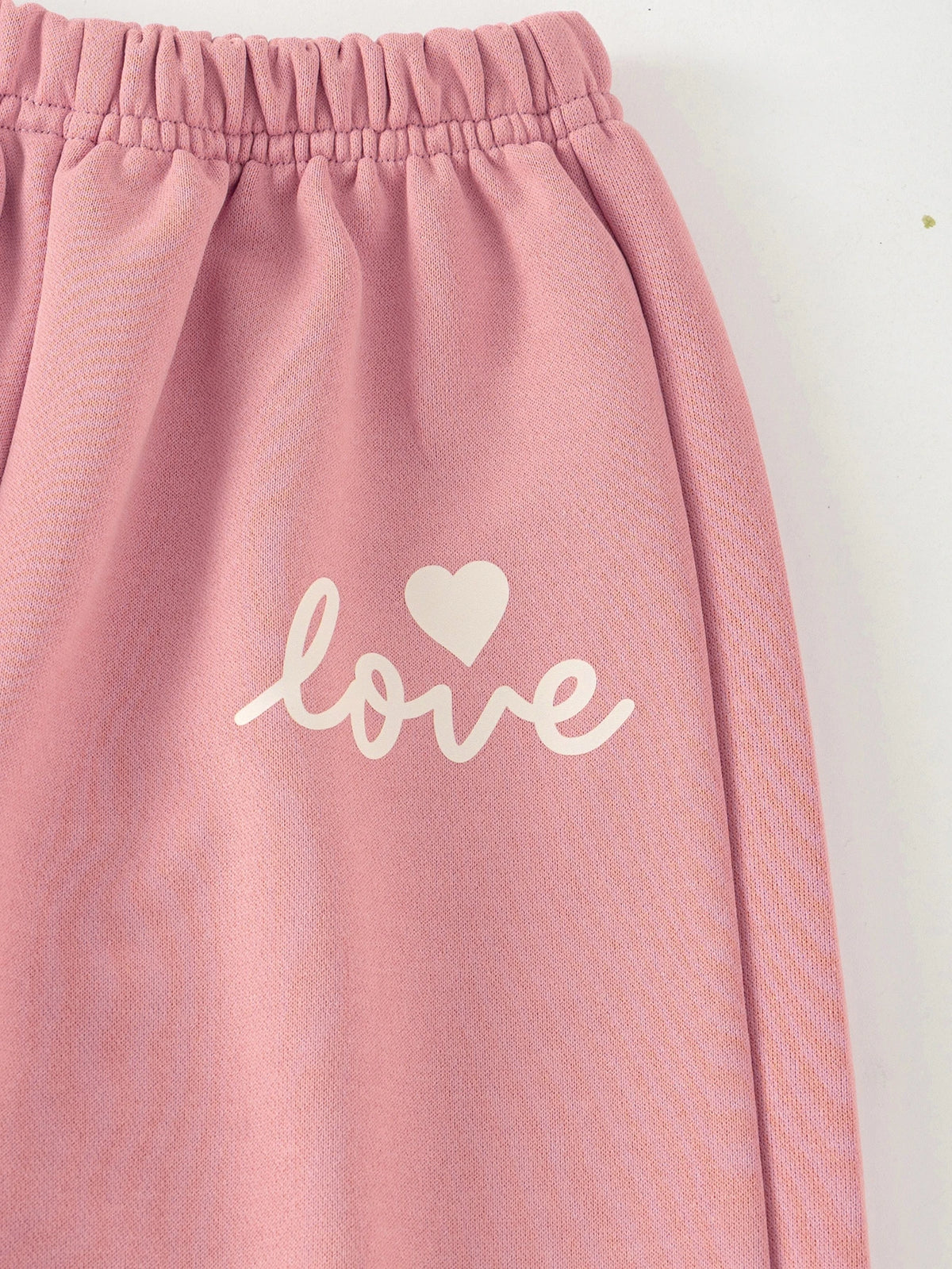 Girl Heart Print Hoodie Sweatshirt Wide Leg Pants 2 Piece Set