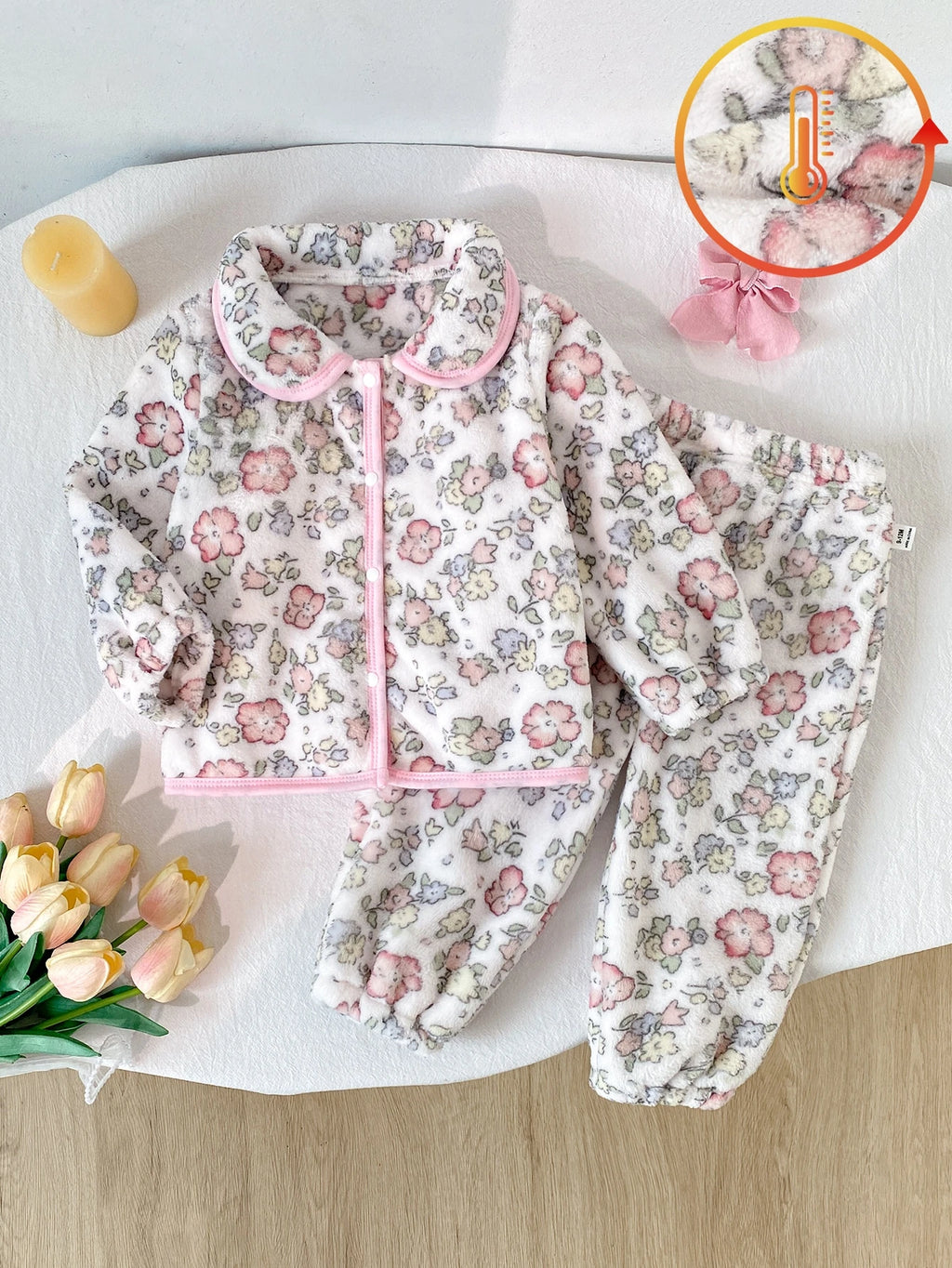 Baby Girl Floral Print Long Sleeve Pajama Set