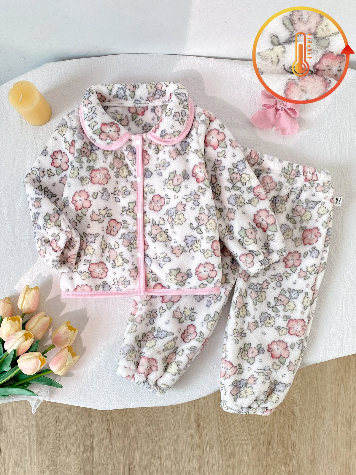 Baby Girl Floral Print Long Sleeve Pajama Set
