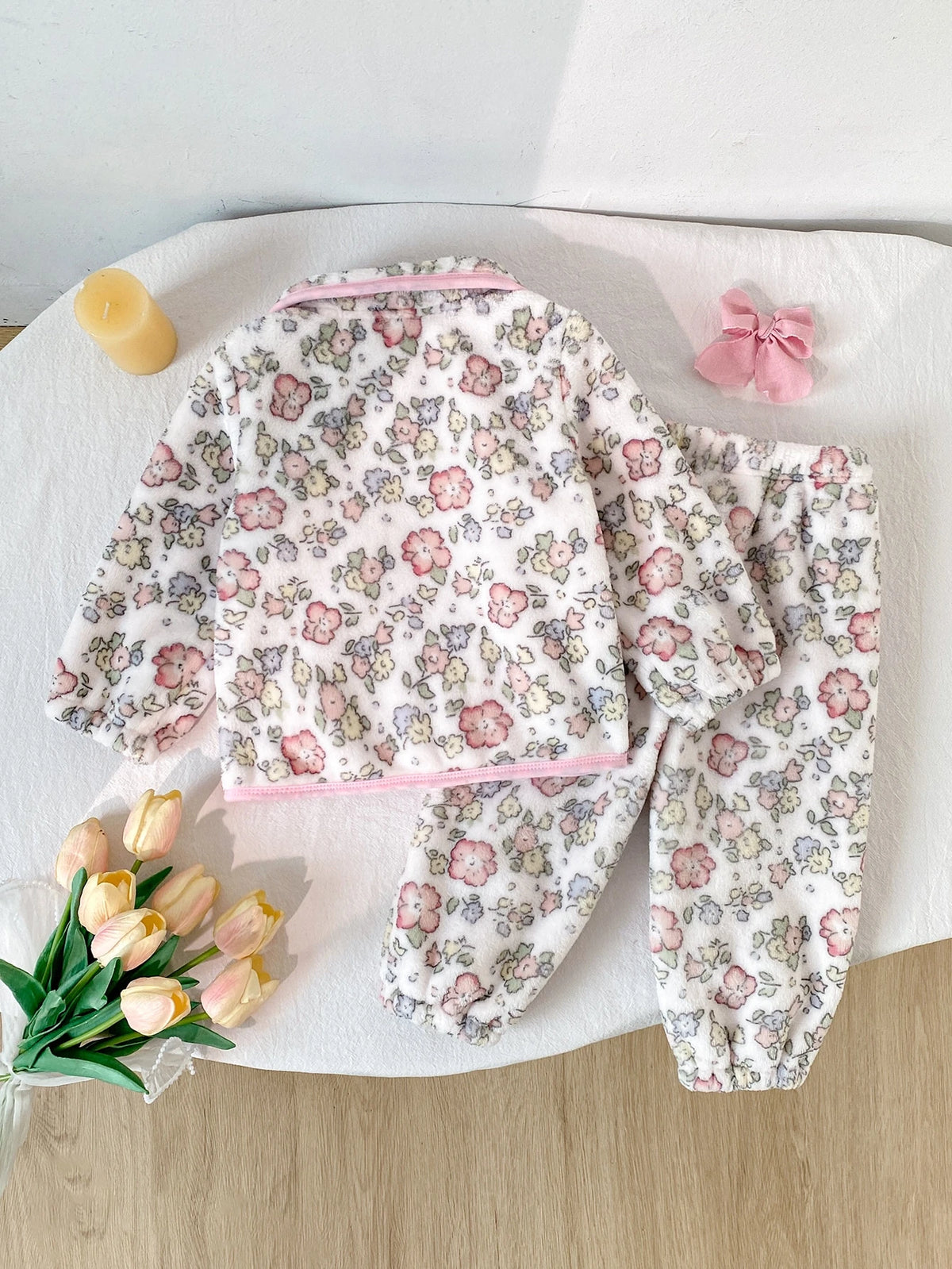 Baby Girl Floral Print Long Sleeve Pajama Set