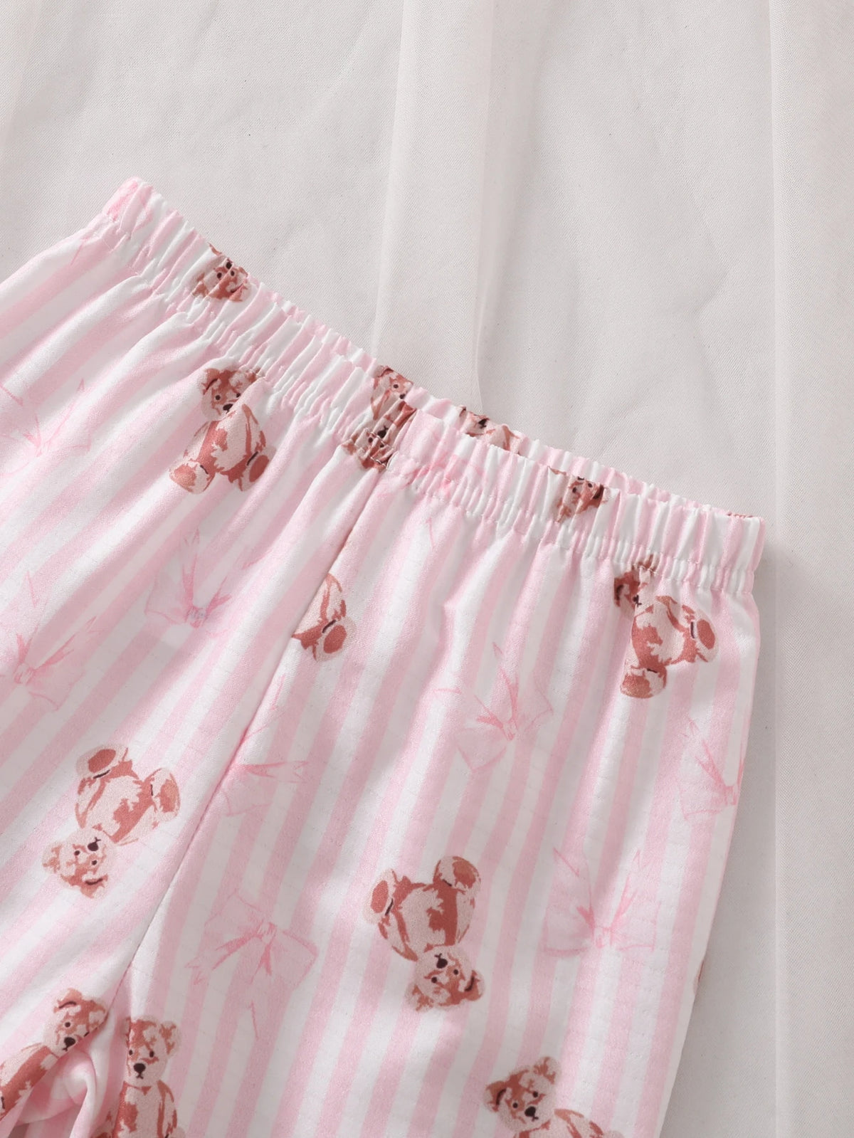 Baby Girl Teddy Print Long Sleeve Pants 2 Piece Set