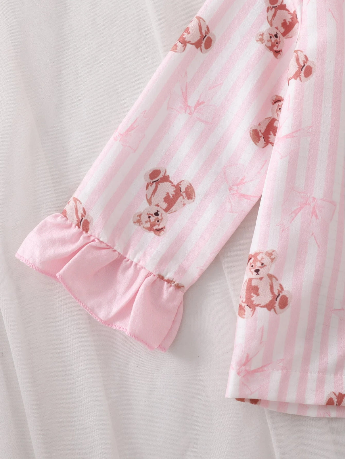 Baby Girl Teddy Print Long Sleeve Pants 2 Piece Set