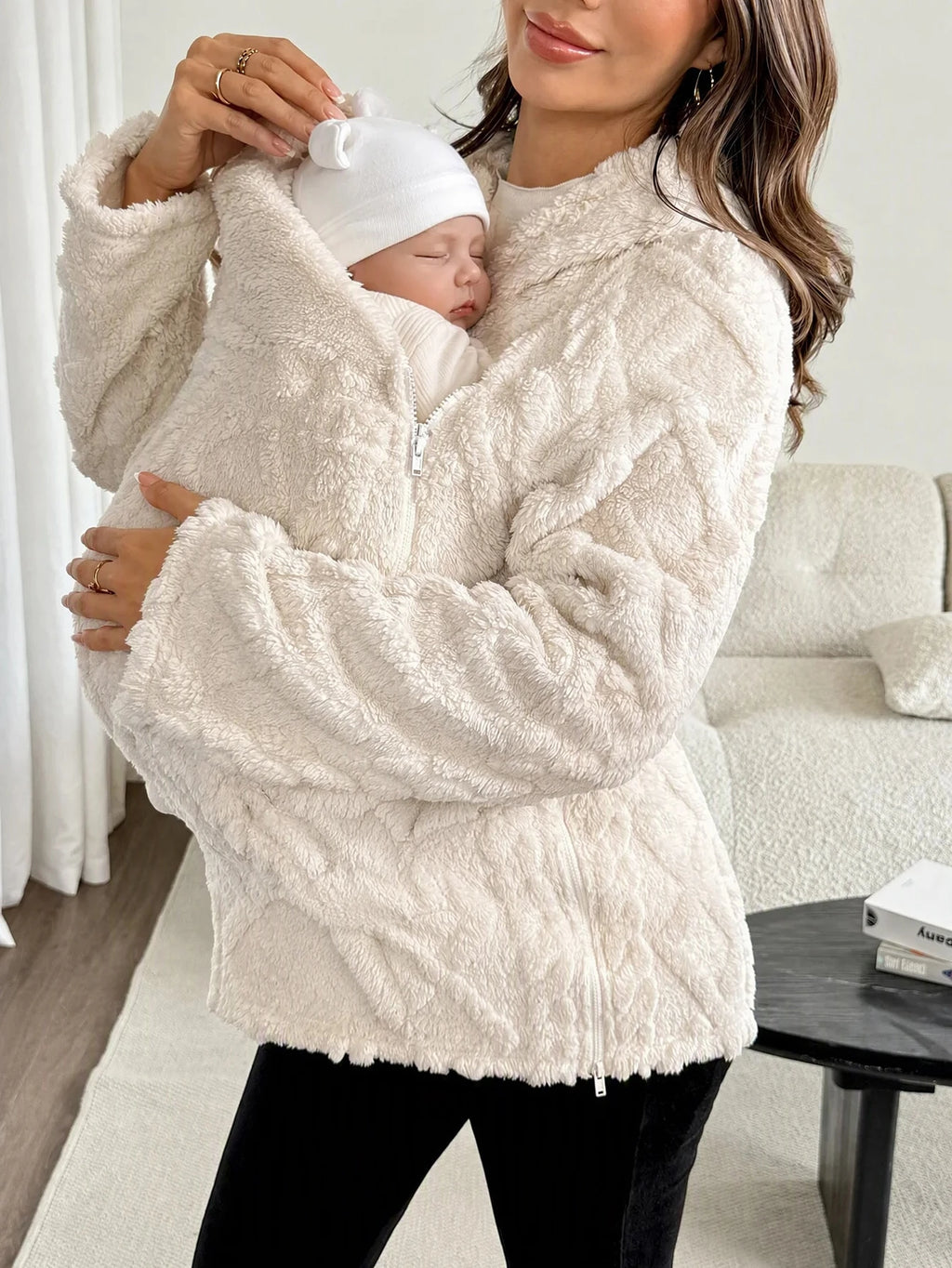 Maternity Apricot 3-In-1 Fleece-Lined Pregnancy Jacket