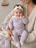 Newborn Baby Soft Perforated Sweater Cartoon Onesie Jumpsuit