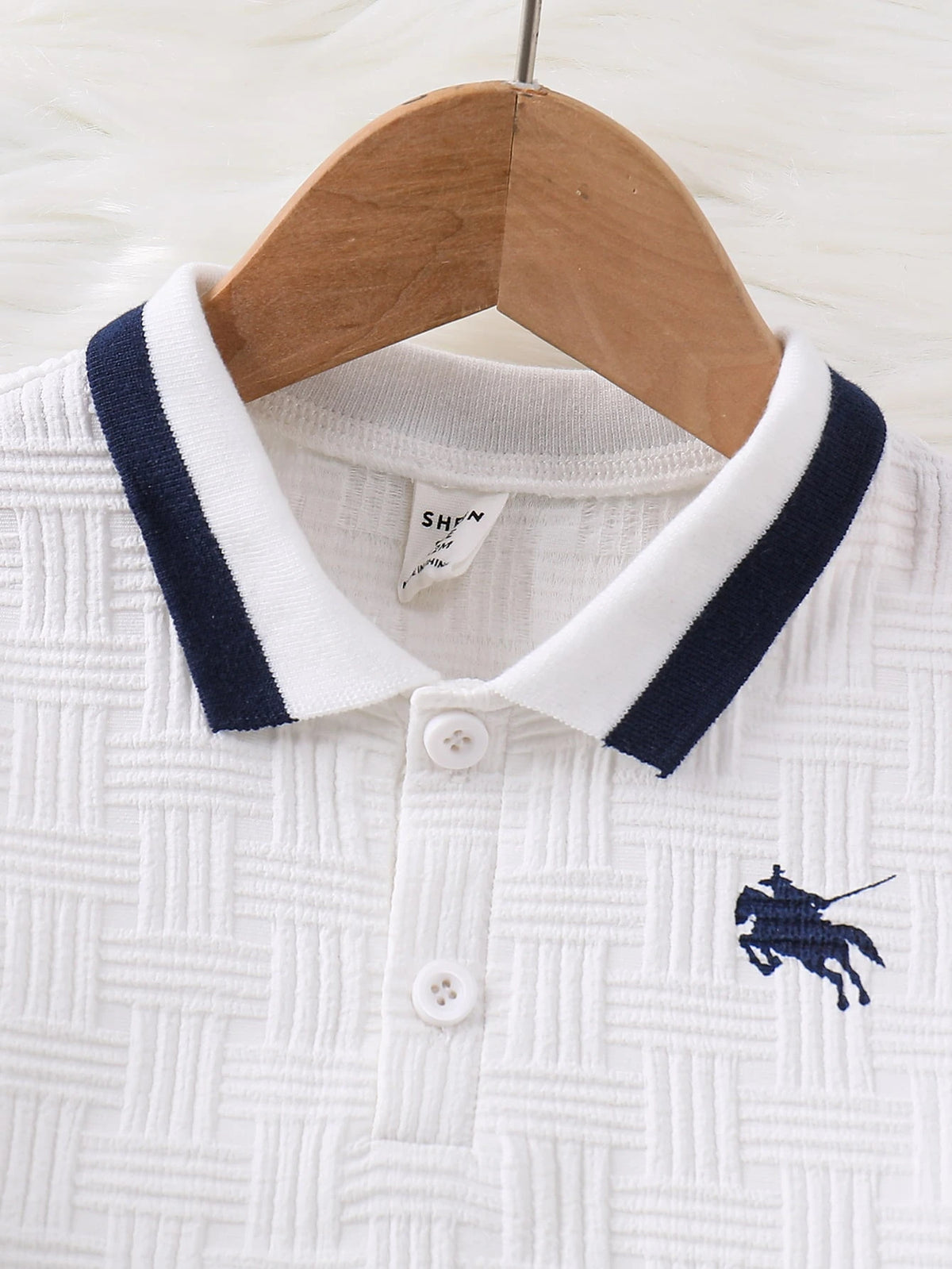 Baby Boy White Shirt Polo Blue Pants Set