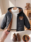 Vintaside Baby Boy Plush Bear Fleece-Lined Jacket Black
