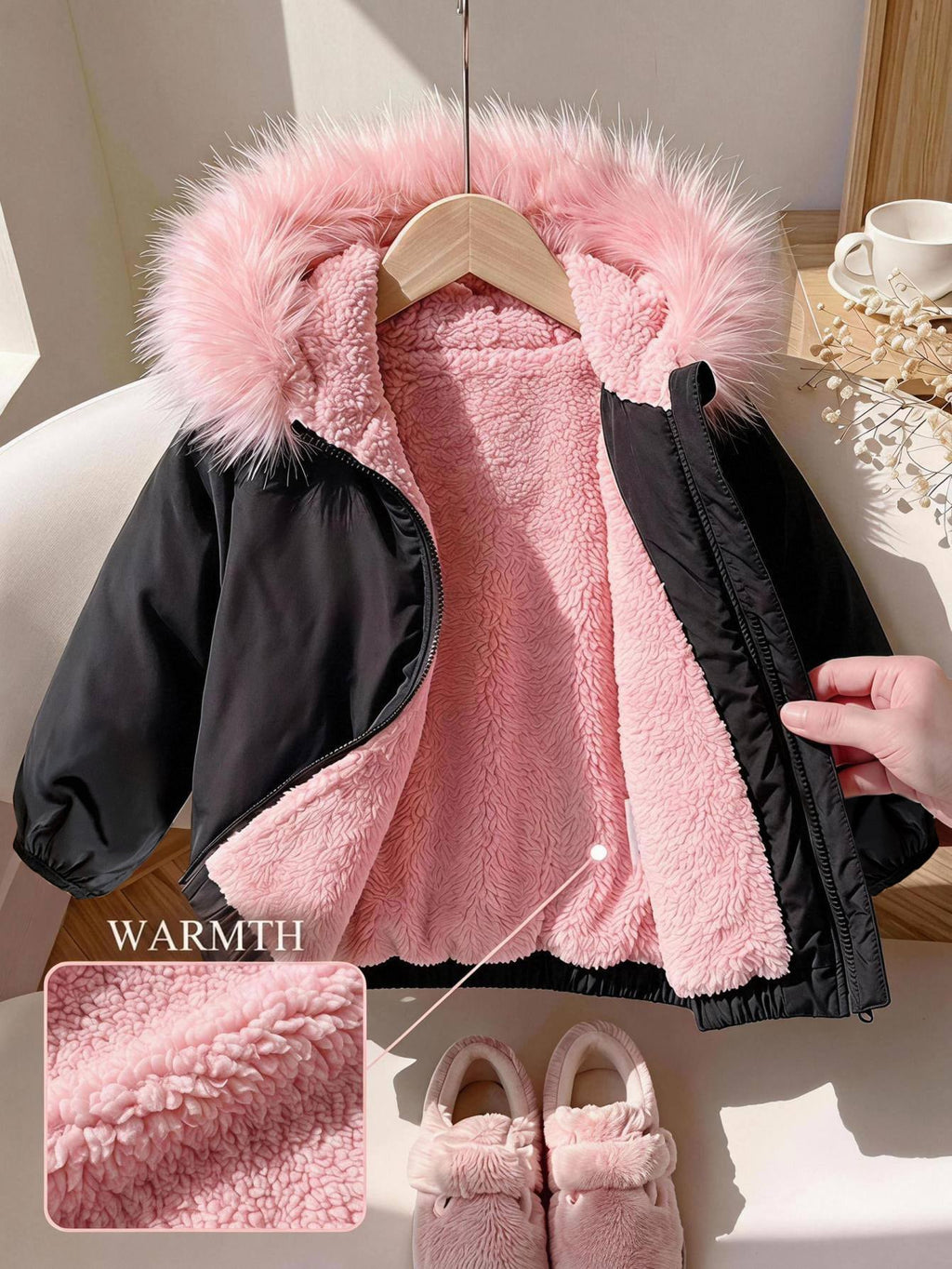 Baby Girl Colorblock Hooded Thick Padded Winter Coat Multicolor