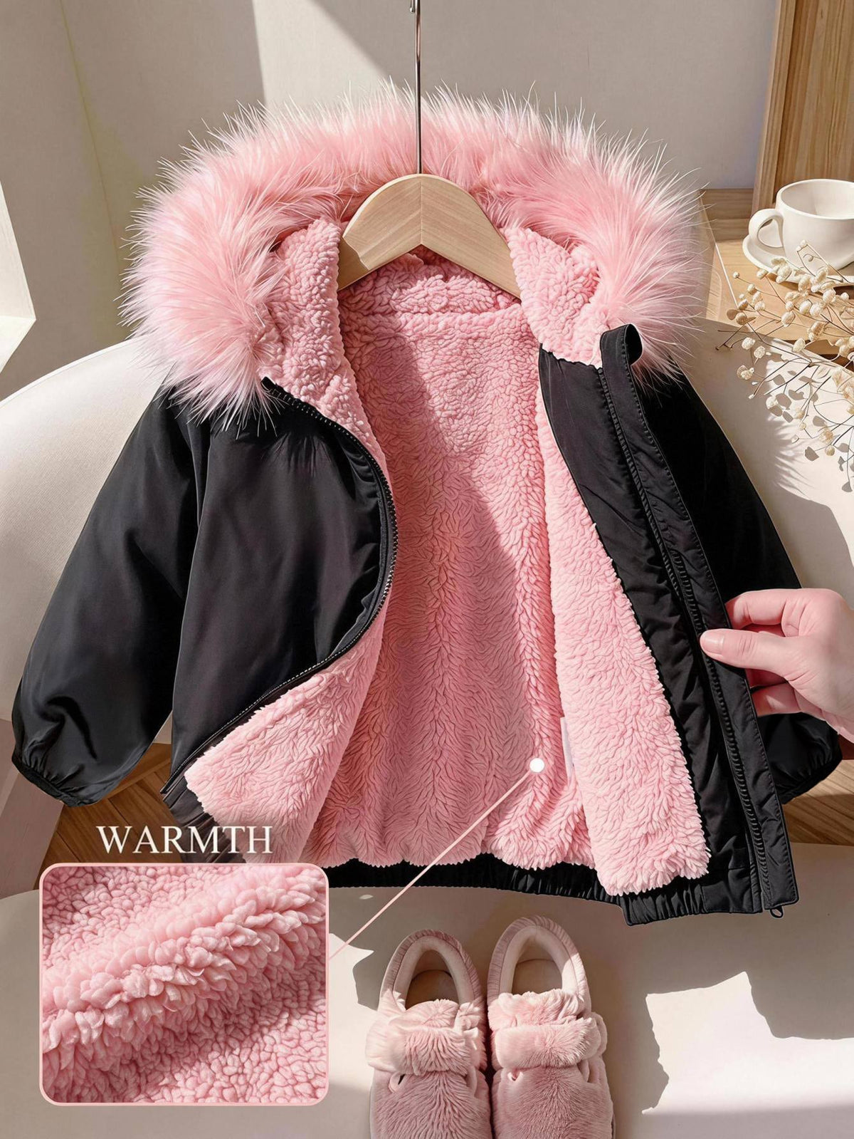 Baby Girl Colorblock Hooded Thick Padded Winter Coat Multicolor