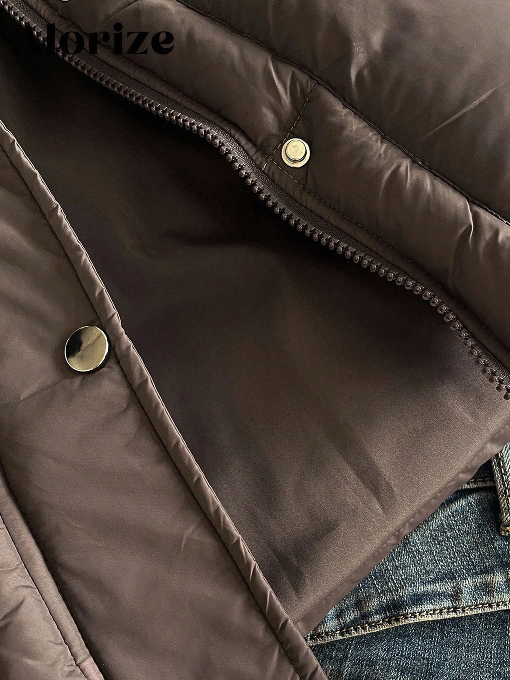 Young Girl Mid Length Waist Cinched Padded Coat