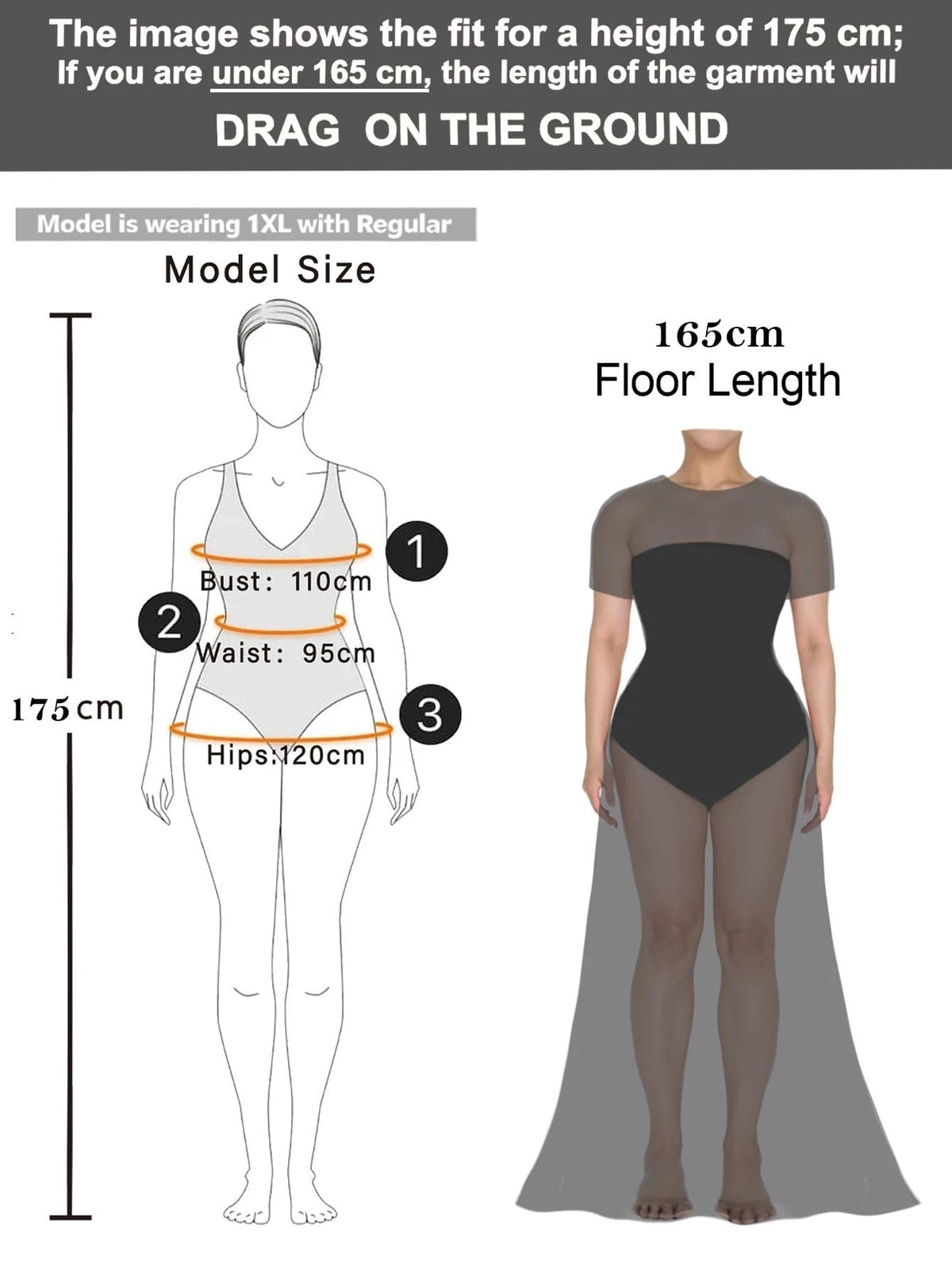 Robe décontractée à manches longues et col montant grande taille Elenzga marron