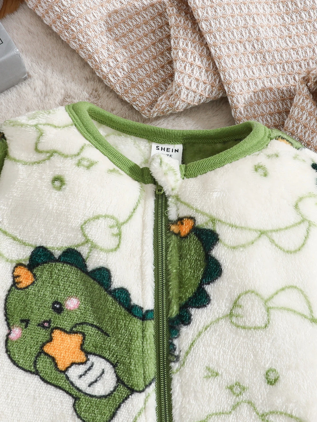 Newborn Baby Boy Dinosaur Thermal Lined Jumpsuit