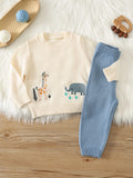 Graphic Sweater Elastic Waist Pants 2pc Set