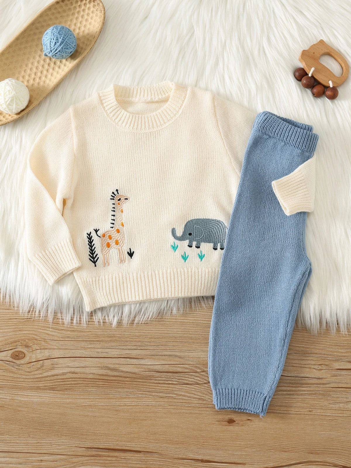 Graphic Sweater Elastic Waist Pants 2pc Set