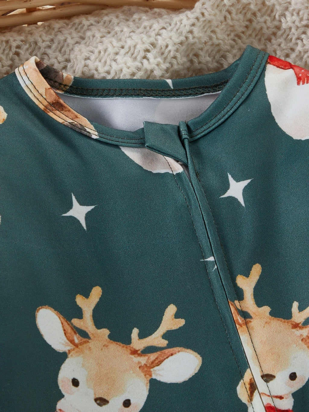 Newborn Green Snowman Bear Footed Christmas Jumpsuit Green
