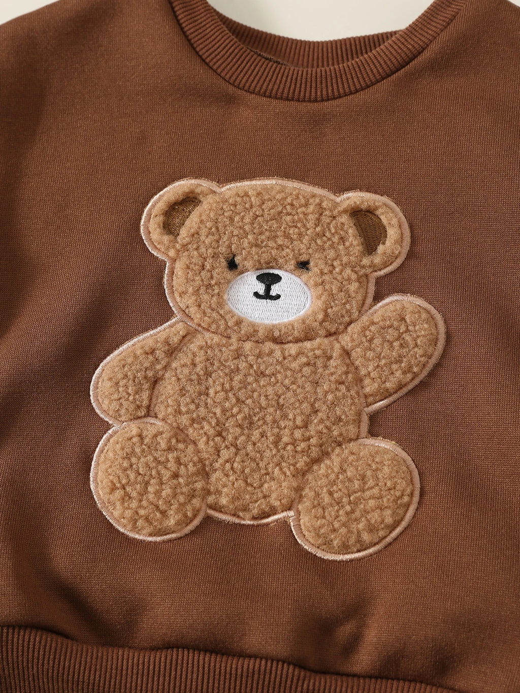 Baby Boy Brown Bear Patchwork Sweatshirt Set Christmas Brown