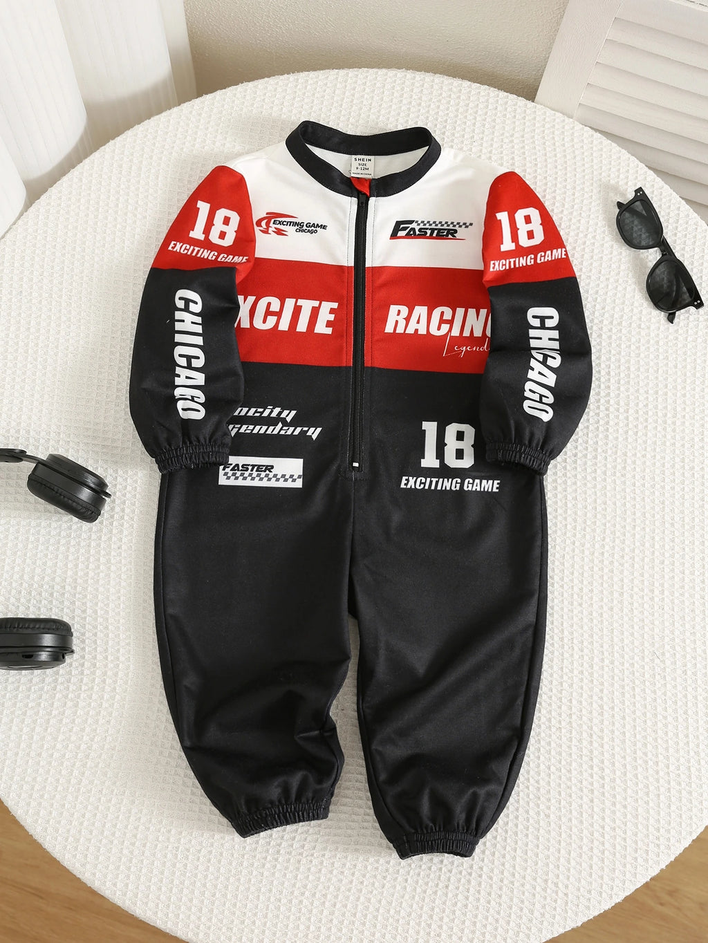 Baby Boy Multicolor Racing Style Jumpsuit